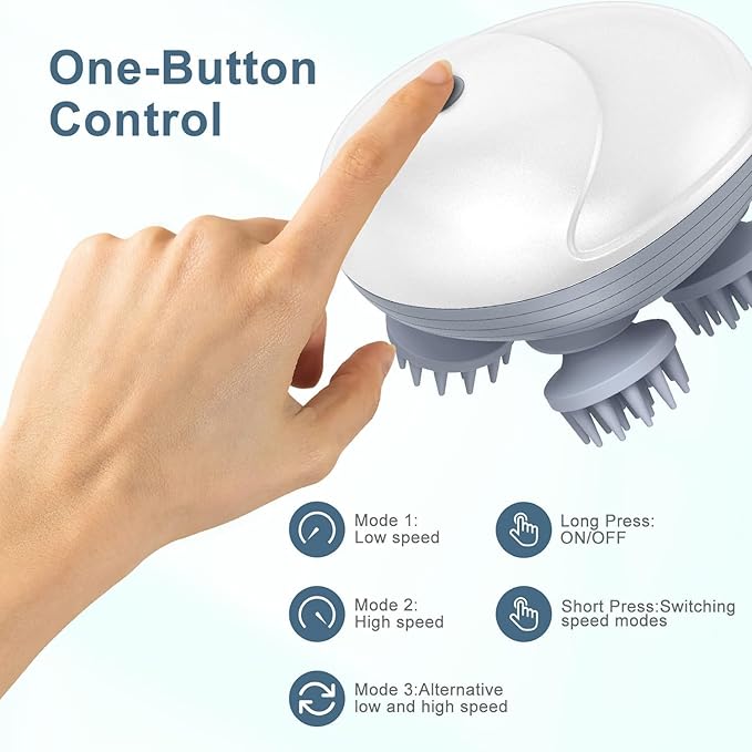 Electric Scalp Massager, Portable Rechargeable Head Scratcher