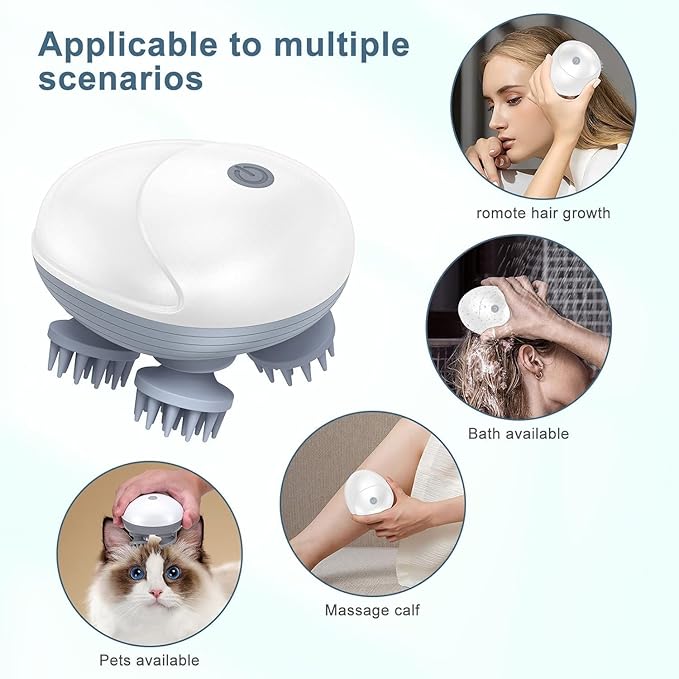 Electric Scalp Massager, Portable Rechargeable Head Scratcher