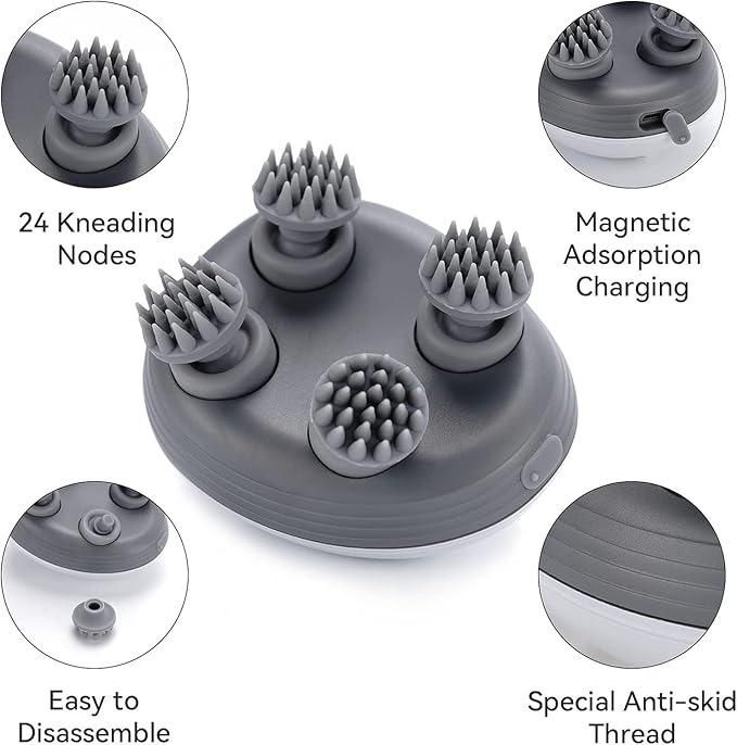 Electric Scalp Massager, Portable Rechargeable Head Scratcher